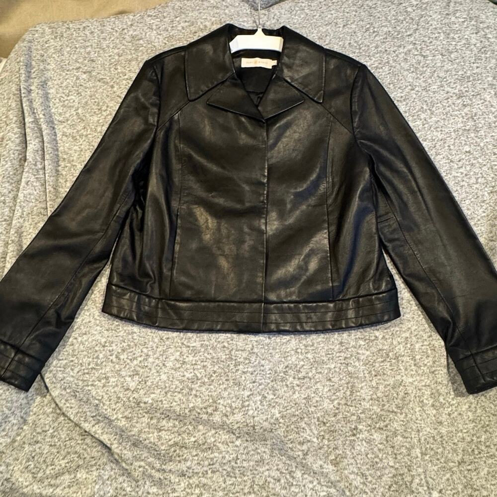 Tory Burch Black Leather Ryder Jacket, Size 12,